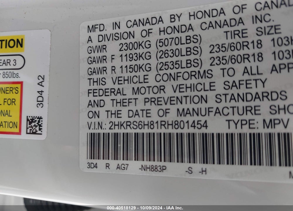 2024 HONDA CR-V HYBRID SPORT-L VIN: 2HKRS6H81RH801454