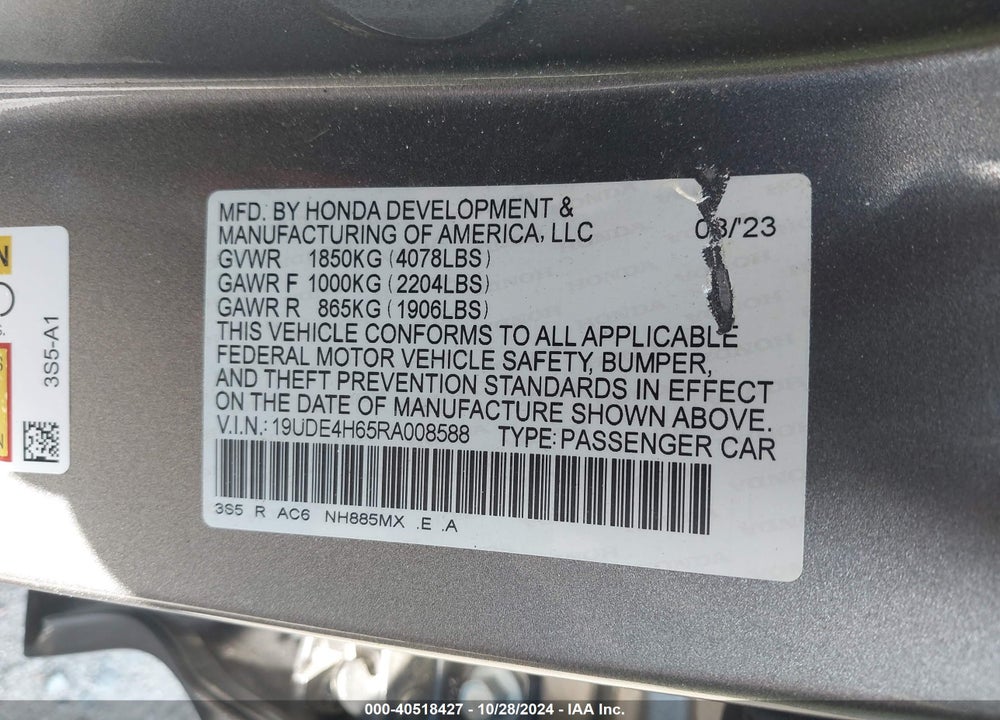 2024 ACURA INTEGRA A-SPEC W/ TECHNOLOGY VIN: 19UDE4H65RA008588