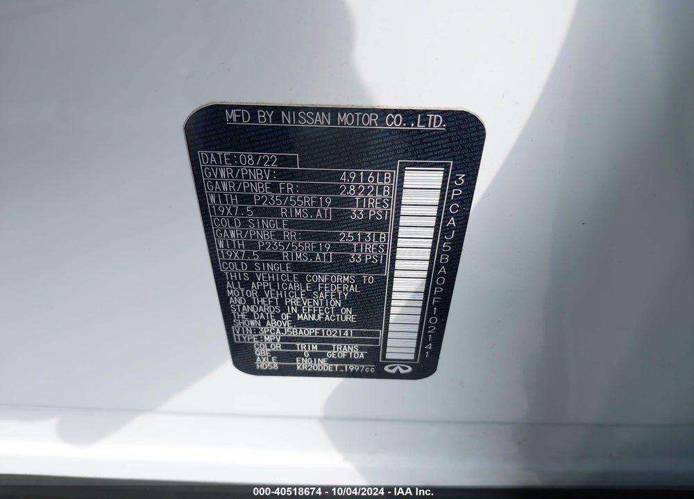 2023 INFINITI QX50 LUXE VIN: 3PCAJ5BA0PF102141