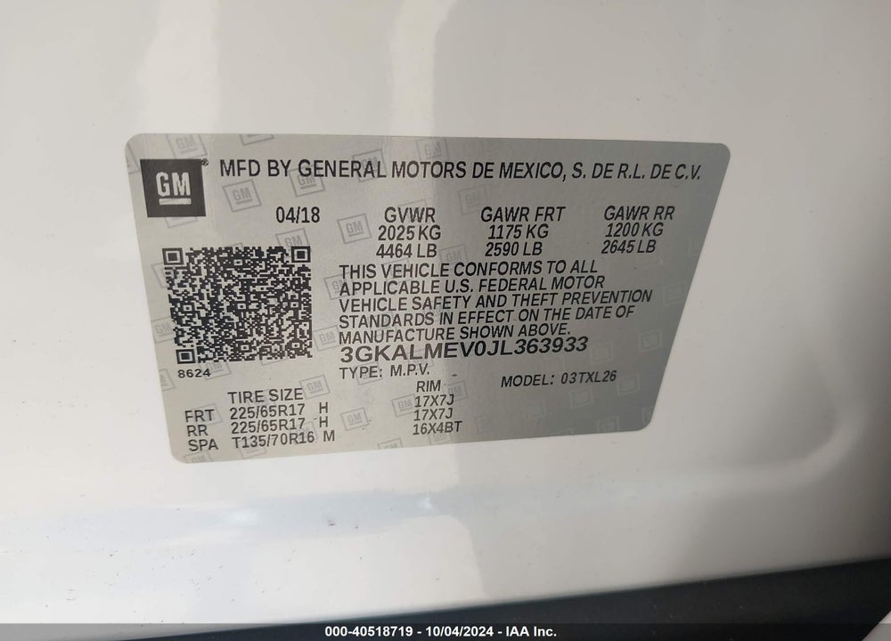 2018 GMC TERRAIN SLE VIN: 3GKALMEV0JL363933