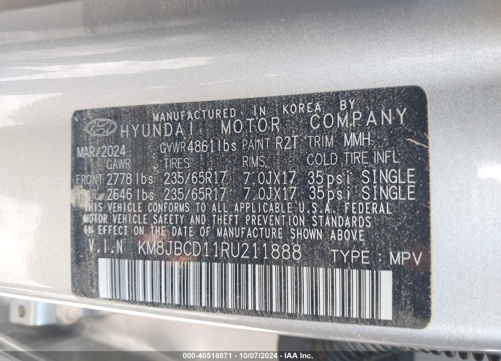 2024 HYUNDAI TUCSON HYBRID BLUE VIN: KM8JBCD11RU211888