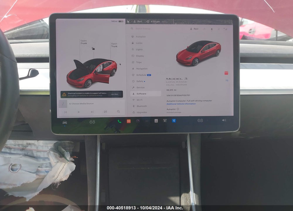 2018 TESLA MODEL 3 LONG RANGE/PERFORMANCE VIN: 5YJ3E1EB4JF100751