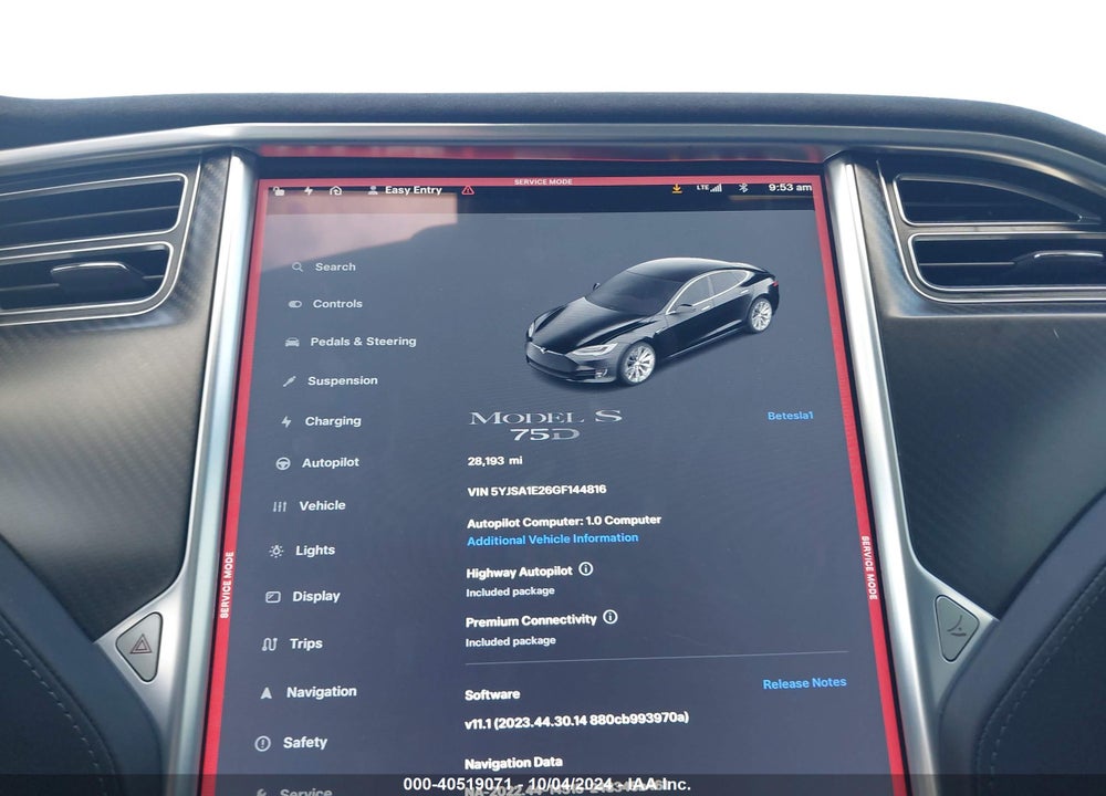 2016 TESLA MODEL S 60D/70D/75D/85D/90D VIN: 5YJSA1E26GF144816