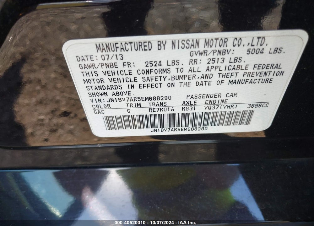 2014 INFINITI Q50 SPORT VIN: JN1BV7AR5EM688290