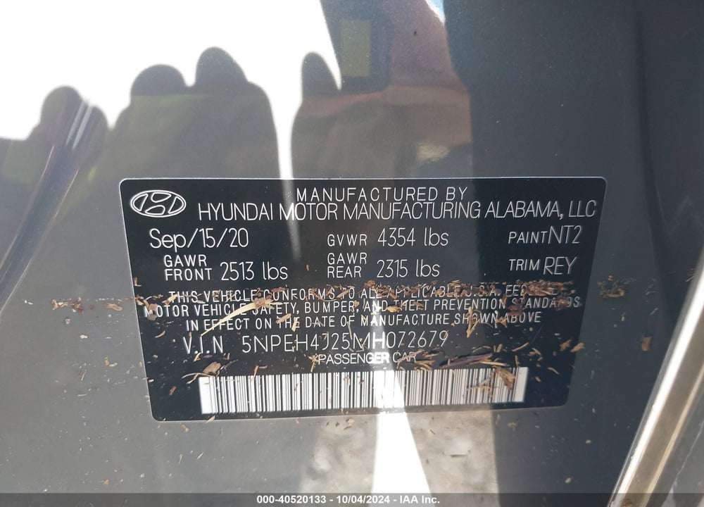 2021 HYUNDAI SONATA LIMITED VIN: 5NPEH4J25MH072679