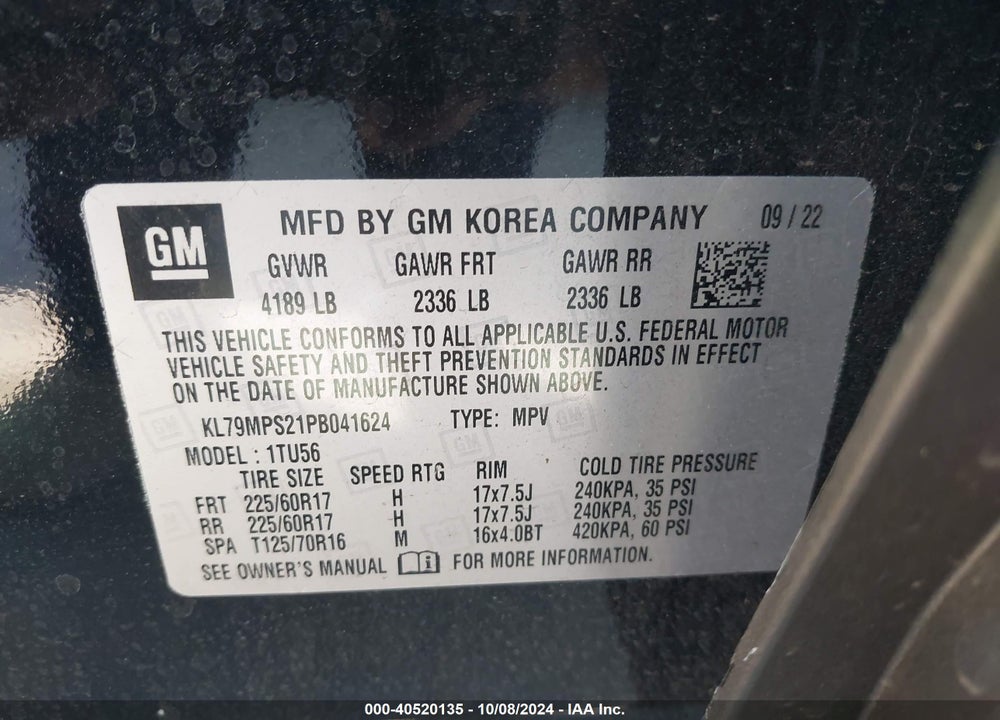 2023 CHEVROLET TRAILBLAZER FWD LT VIN: KL79MPS21PB041624