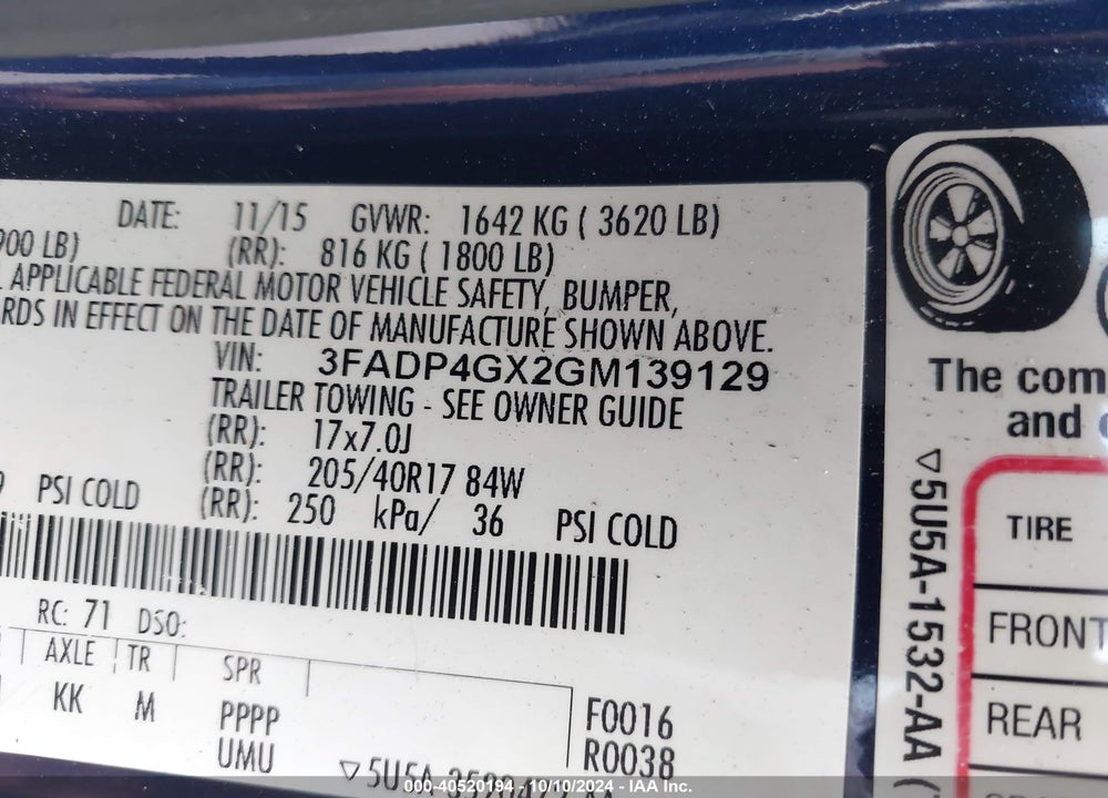 2016 FORD FIESTA ST VIN: 3FADP4GX2GM139129
