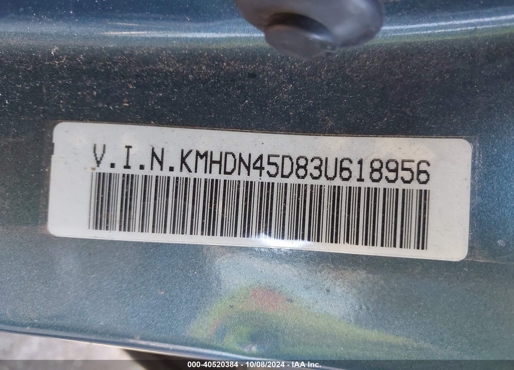 2003 HYUNDAI ELANTRA GLS/GT VIN: KMHDN45D83U618956