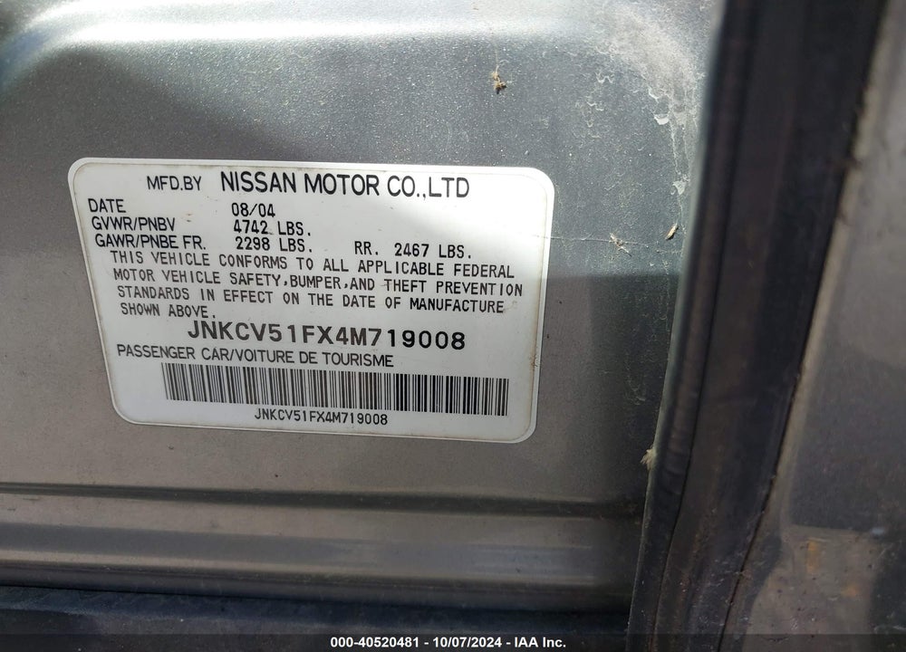 2004 INFINITI G35X VIN: JNKCV51FX4M719008