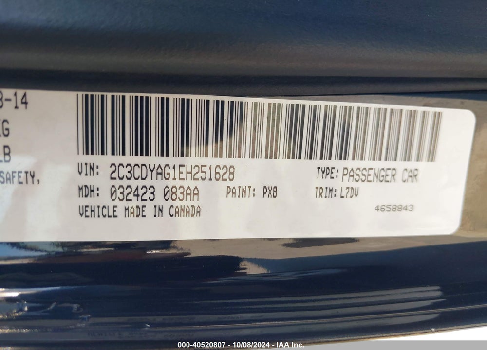 2014 DODGE CHALLENGER VIN: 2C3CDYAG1EH251628