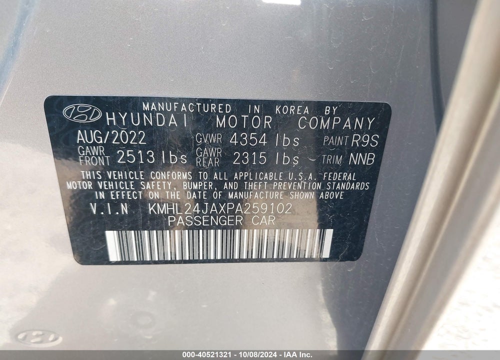 2023 HYUNDAI SONATA SE VIN: KMHL24JAXPA259102