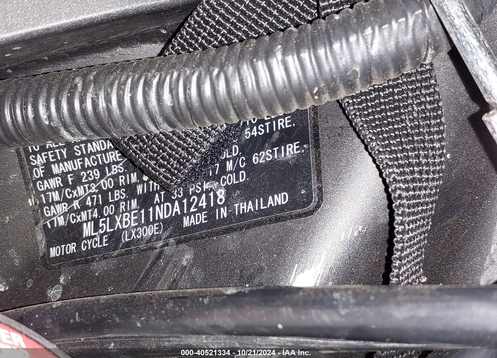 2022 KAWASAKI KLX300 E VIN: ML5LXBE11NDA12418