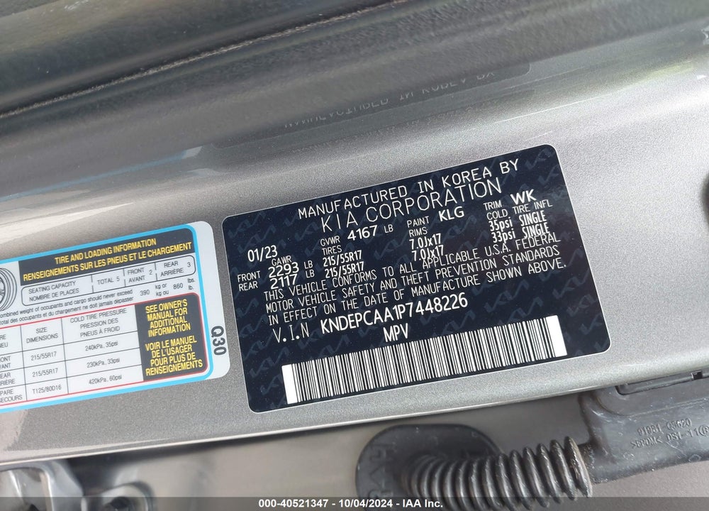 2023 KIA SELTOS LX VIN: KNDEPCAA1P7448226