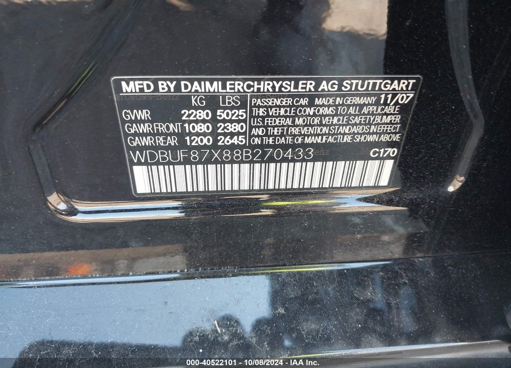 2008 MERCEDES-BENZ E 350 4MATIC VIN: WDBUF87X88B270433
