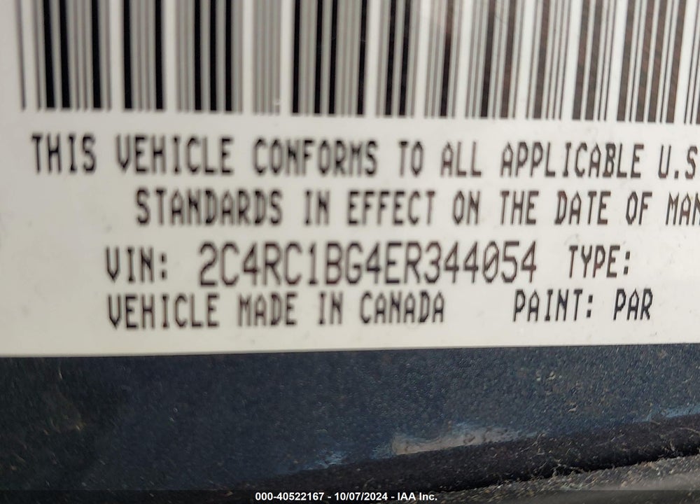2014 CHRYSLER TOWN & COUNTRY TOURING VIN: 2C4RC1BG4ER344054