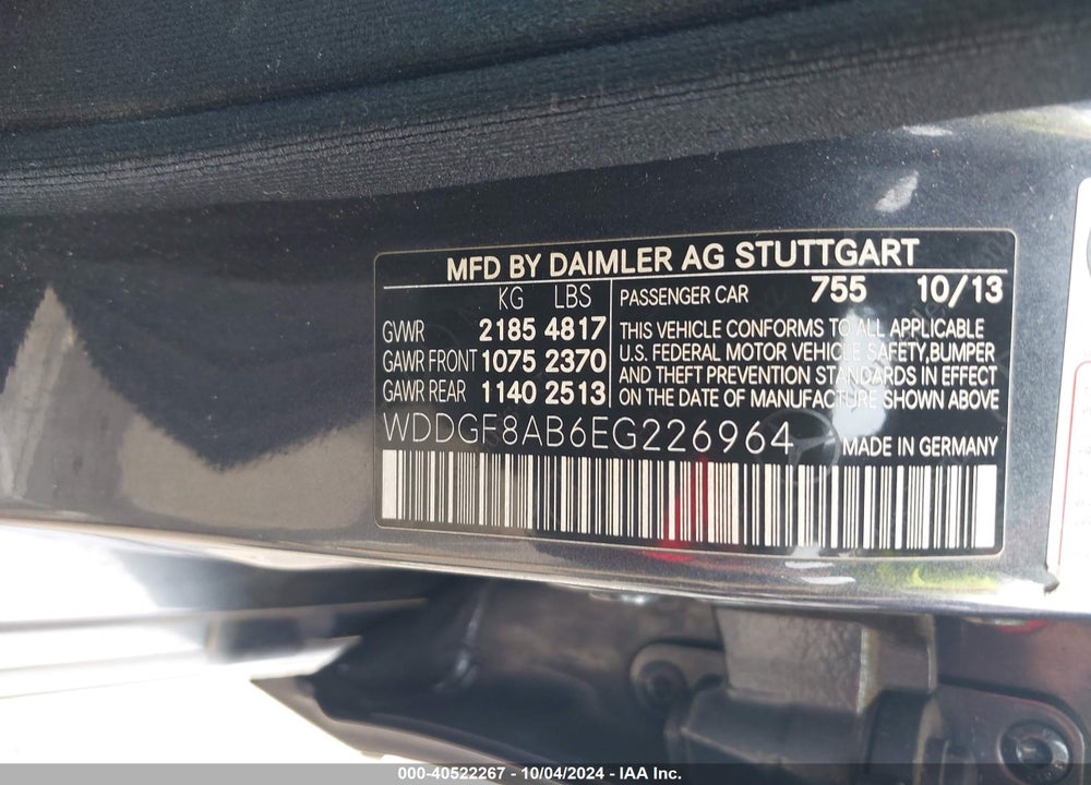 2014 MERCEDES-BENZ C 300 LUXURY 4MATIC/SPORT 4MATIC VIN: WDDGF8AB6EG226964