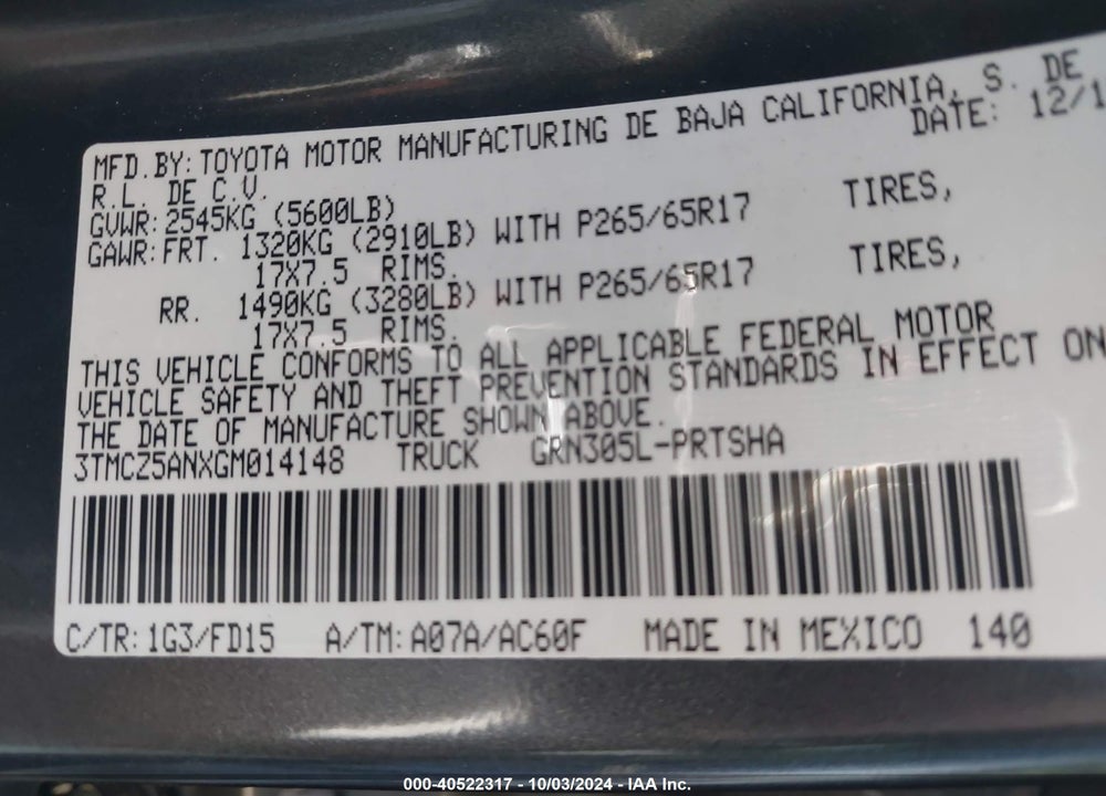 2016 TOYOTA TACOMA TRD SPORT VIN: 3TMCZ5ANXGM014148