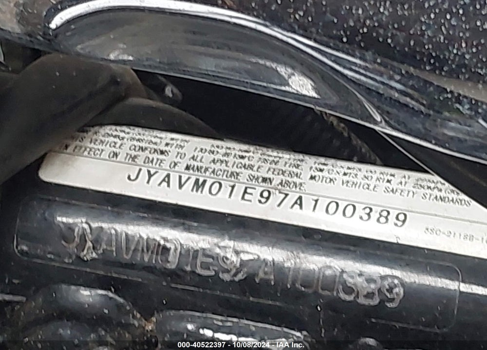 2007 YAMAHA XVS650 VIN: JYAVM01E97A100389