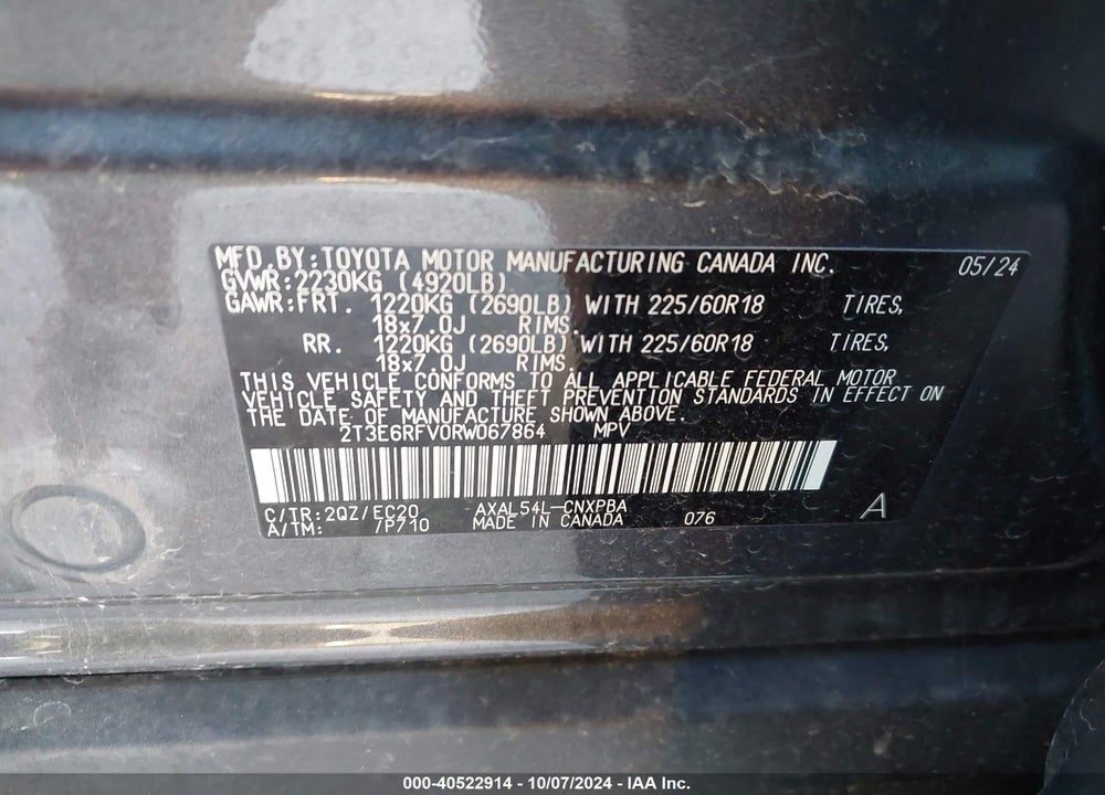 2024 TOYOTA RAV4 HYBRID XSE VIN: 2T3E6RFV0RW067864