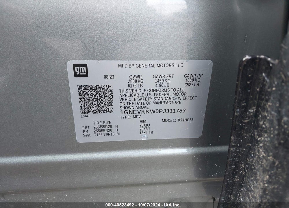 2023 CHEVROLET TRAVERSE AWD PREMIER VIN: 1GNEVKKW0PJ311783