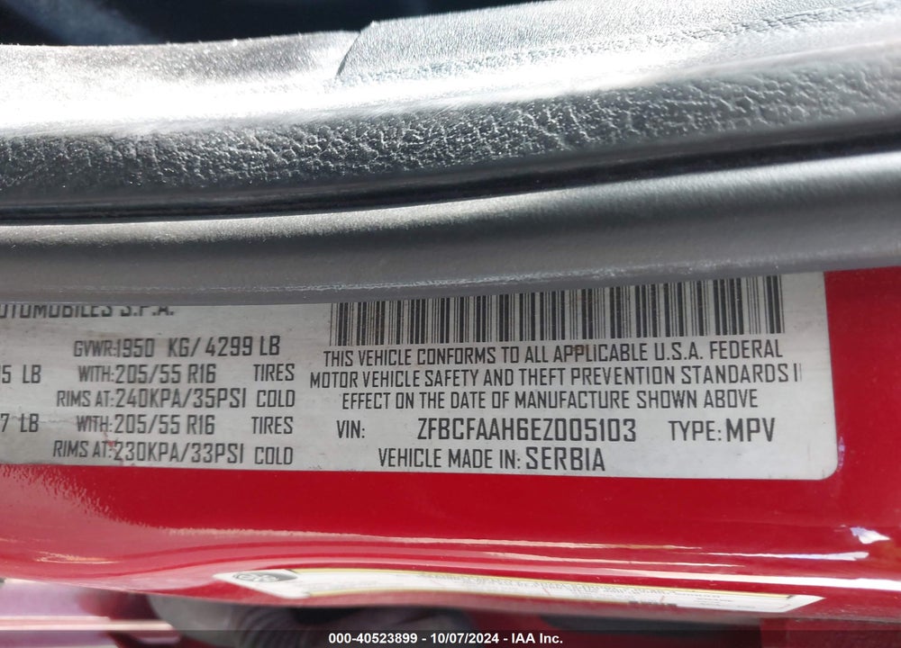 2014 FIAT 500L POP VIN: ZFBCFAAH6EZ005103