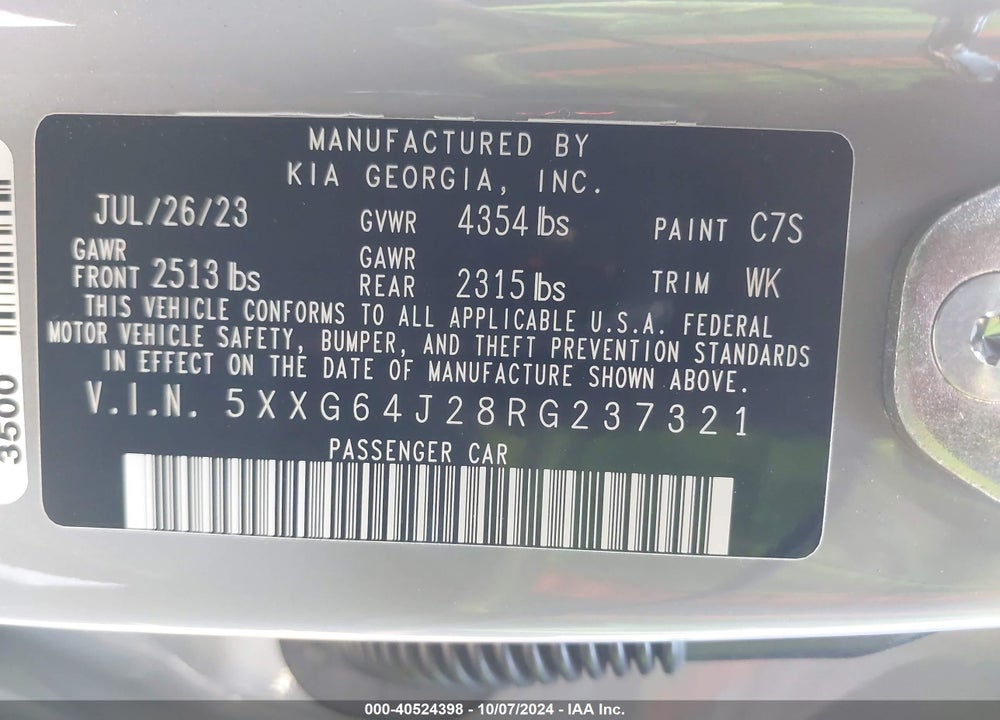 2024 KIA K5 GT LINE VIN: 5XXG64J28RG237321