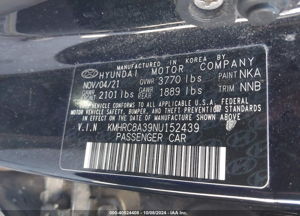 2022 HYUNDAI VENUE SEL VIN: KMHRC8A39NU152439