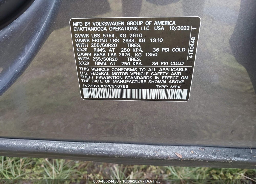 2023 VOLKSWAGEN ATLAS 3.6L V6 SE W/TECHNOLOGY VIN: 1V2JR2CA1PC516756
