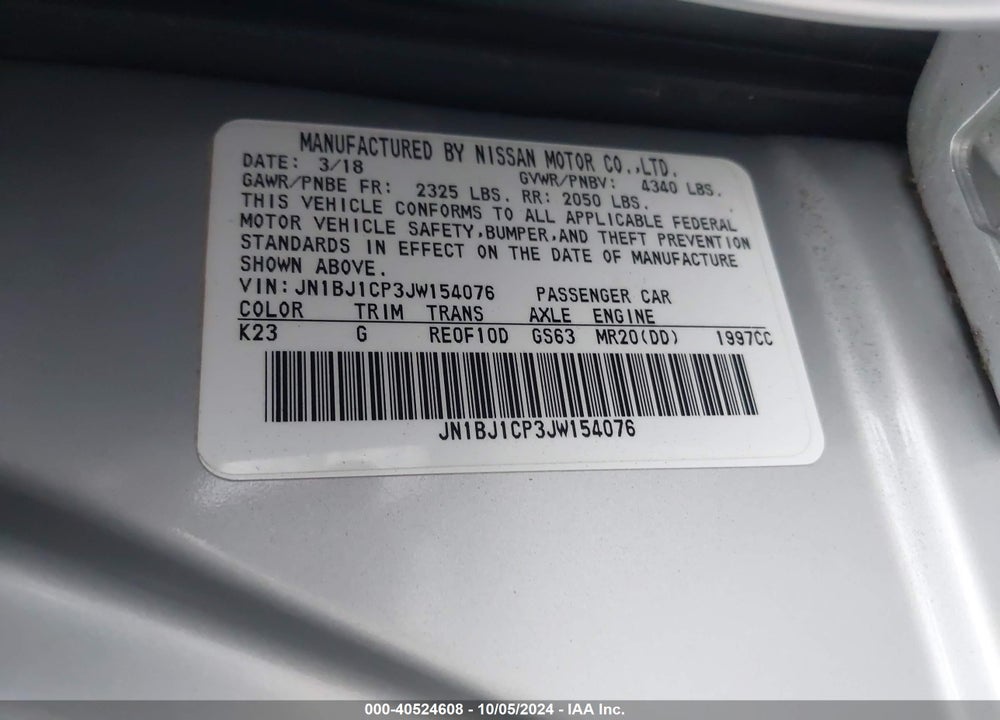 2018 NISSAN ROGUE SPORT S VIN: JN1BJ1CP3JW154076