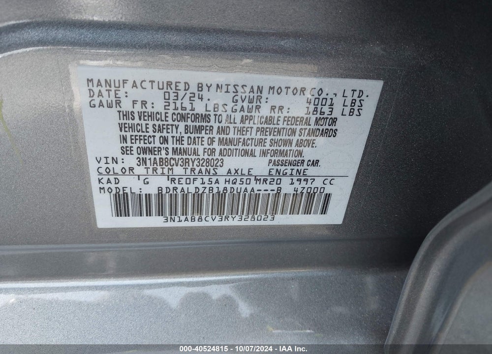 2024 NISSAN SENTRA VIN: 3N1AB8CV3RY328023