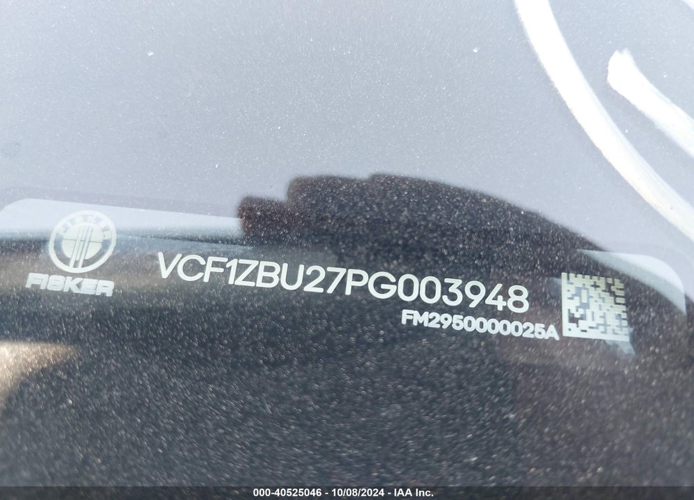 2023 FISKER OCEAN ONE VIN: VCF1ZBU27PG003948