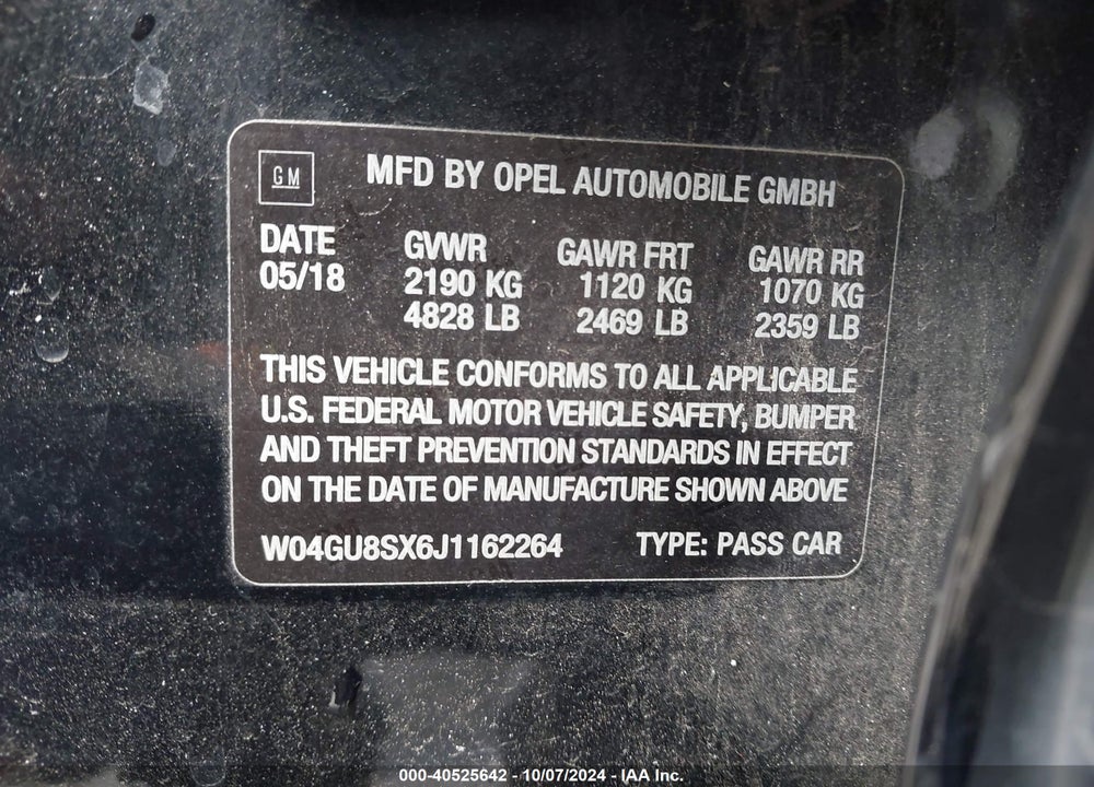 2018 BUICK REGAL TOURX PREFERRED VIN: W04GU8SX6J1162264