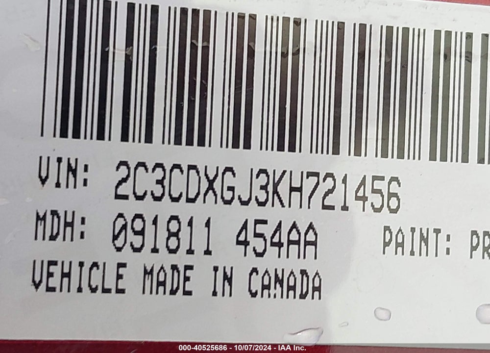 2019 DODGE CHARGER SCAT PACK RWD VIN: 2C3CDXGJ3KH721456
