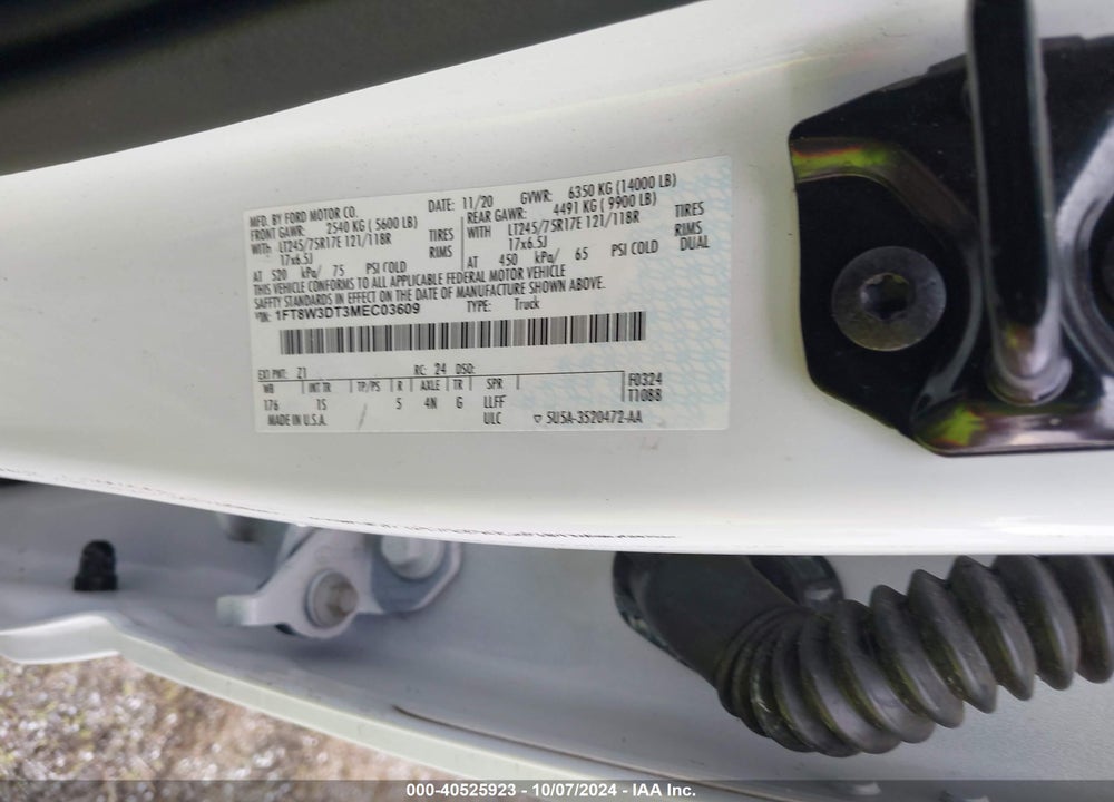 2021 FORD F-350 XL VIN: 1FT8W3DT3MEC03609