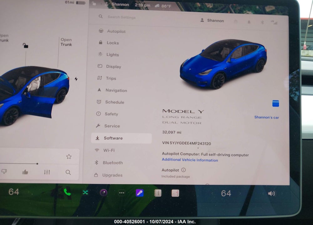 2021 TESLA MODEL Y LONG RANGE DUAL MOTOR ALL-WHEEL DRIVE VIN: 5YJYGDEE4MF243120