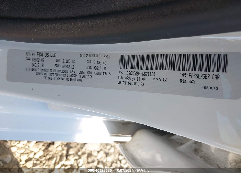 2015 CHRYSLER 200 LIMITED VIN: 1C3CCCAB4FN671130