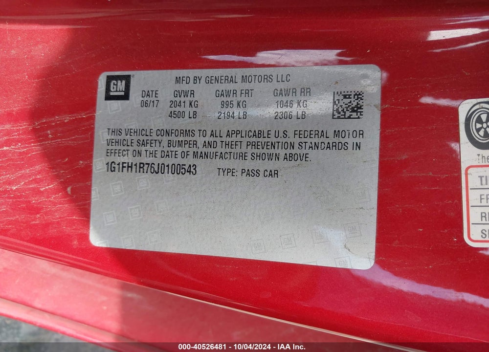 2018 CHEVROLET CAMARO 2SS VIN: 1G1FH1R76J0100543