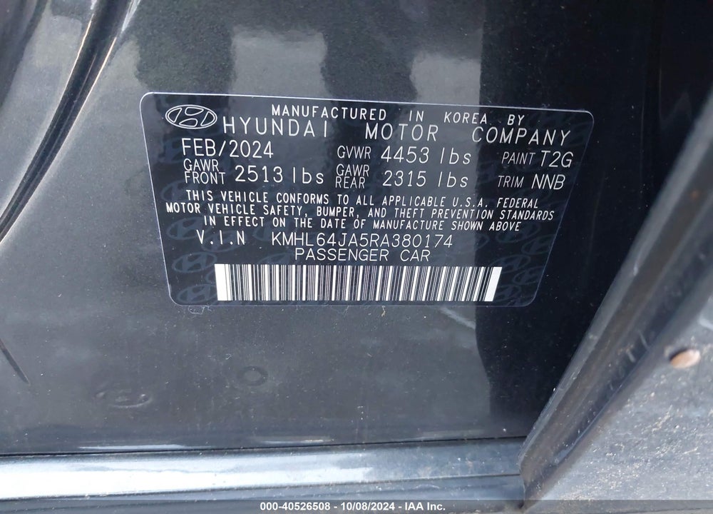2024 HYUNDAI SONATA SEL VIN: KMHL64JA5RA380174