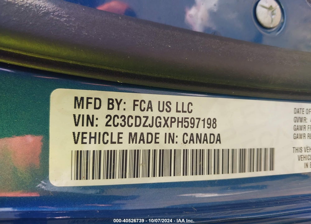 2023 DODGE CHALLENGER GT VIN: 2C3CDZJGXPH597198