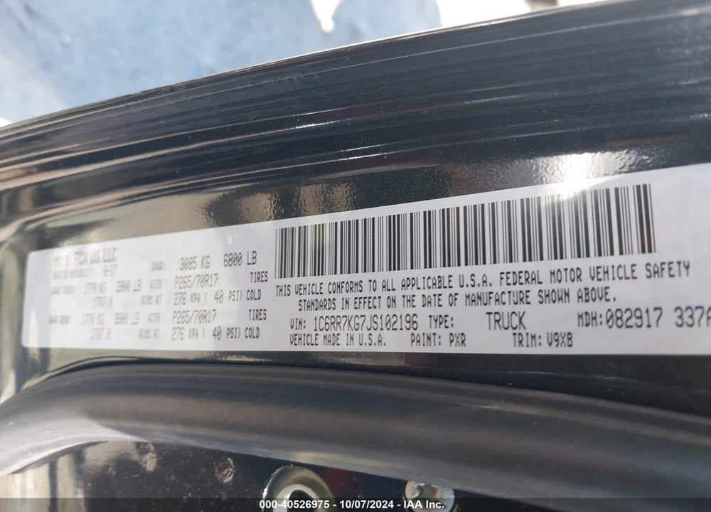 2018 RAM 1500 EXPRESS 4X4 5'7 BOX VIN: 1C6RR7KG7JS102196