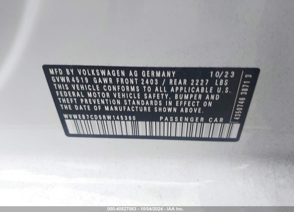 2024 VOLKSWAGEN GOLF R 2.0T VIN: WVWEB7CD5RW145360