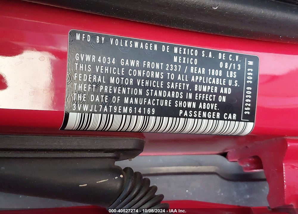 2014 VOLKSWAGEN BEETLE 2.0L TDI VIN: 3VWJL7AT9EM614169