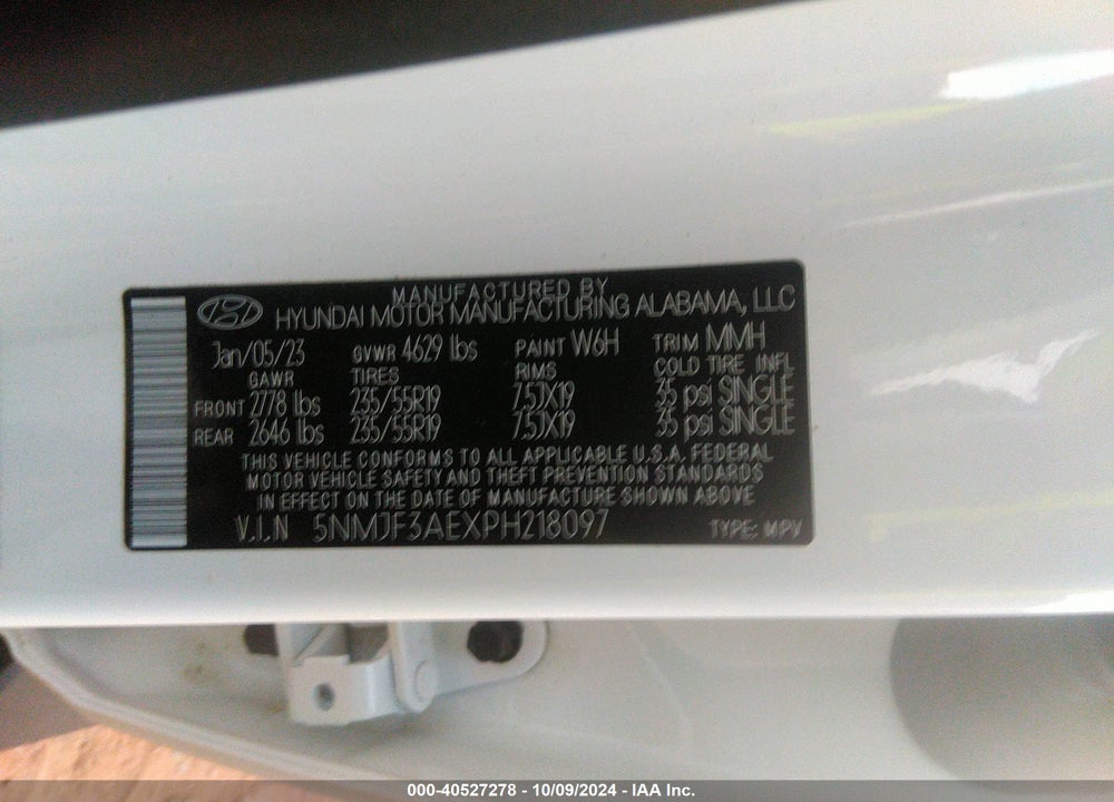 2023 HYUNDAI TUCSON SEL VIN: 5NMJF3AEXPH218097