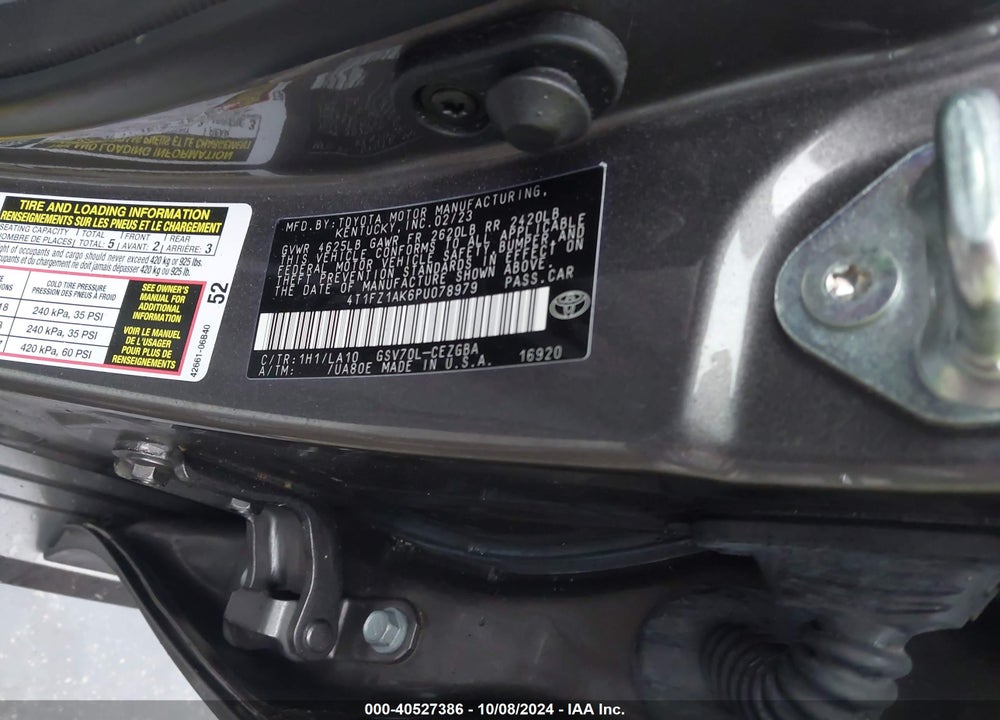2023 TOYOTA CAMRY XLE V6 VIN: 4T1FZ1AK6PU078979
