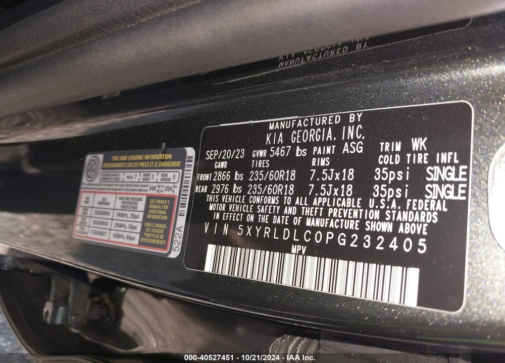 2023 KIA SORENTO X-LINE S VIN: 5XYRLDLC0PG232405