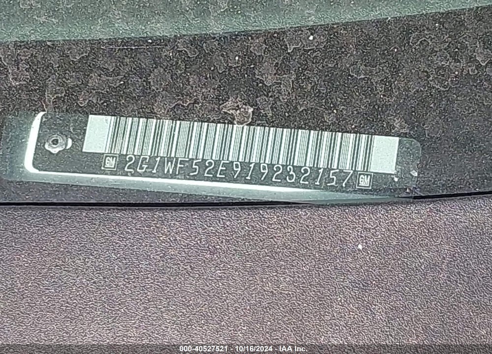 2001 CHEVROLET IMPALA VIN: 2G1WF52E919232157