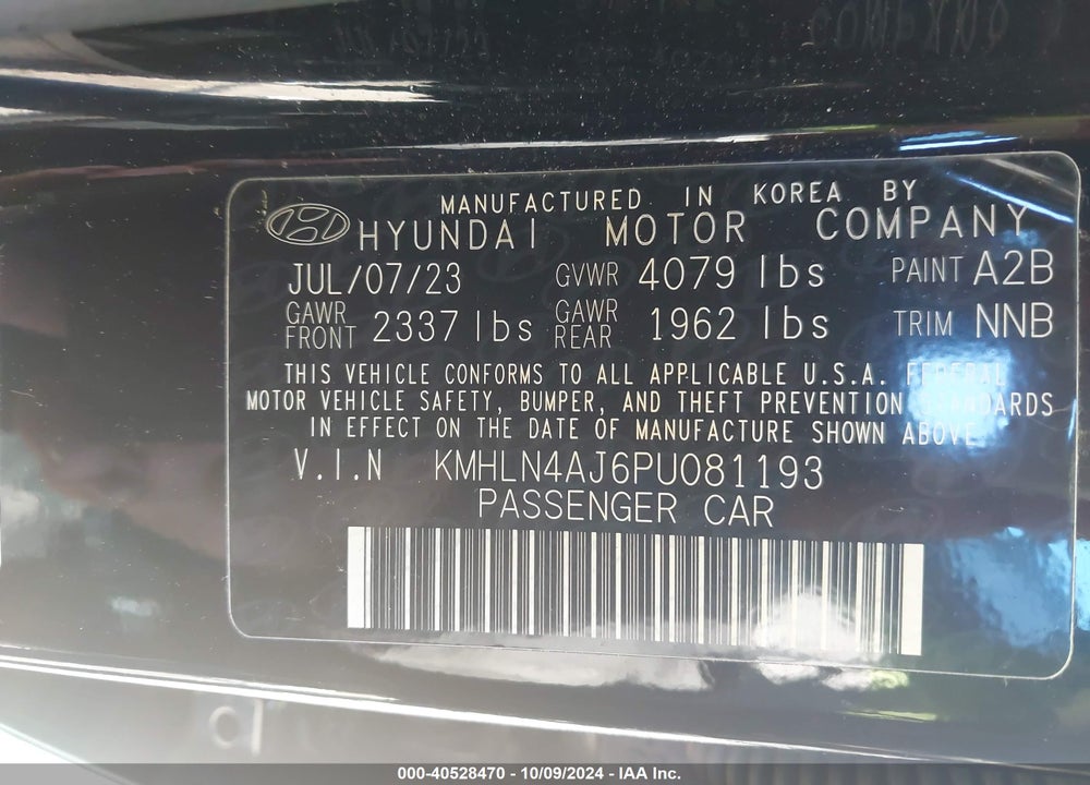 2023 HYUNDAI ELANTRA HYBRID LIMITED VIN: KMHLN4AJ6PU081193