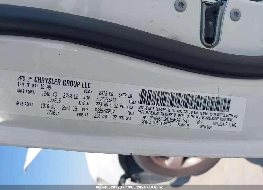 2010 DODGE JOURNEY SXT VIN: 3D4PG5FV3AT150430