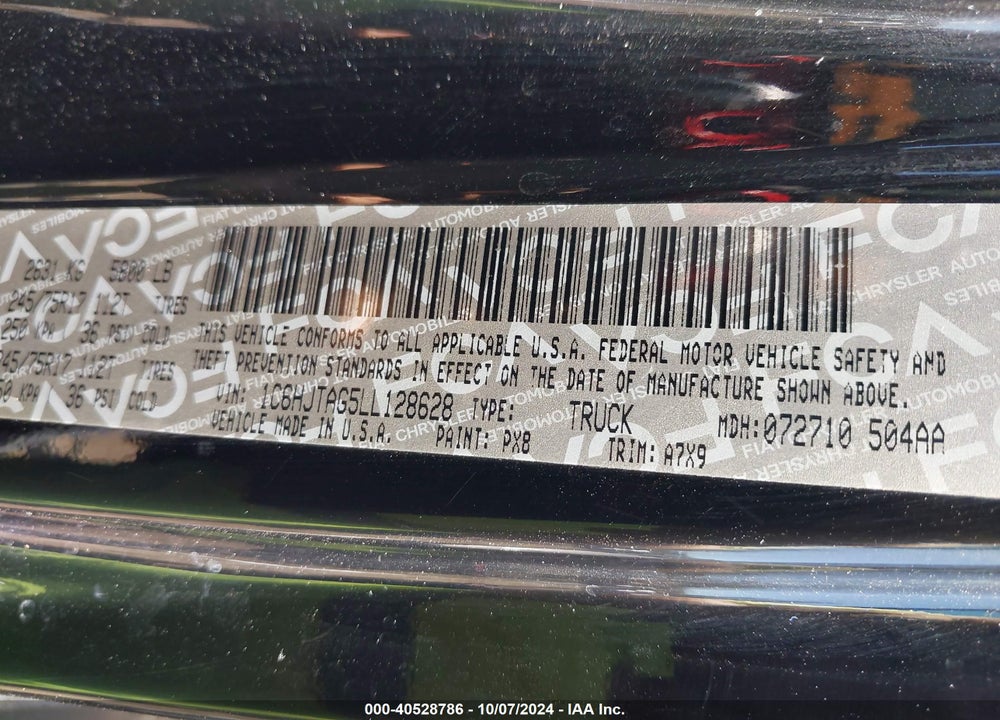 2020 JEEP GLADIATOR SPORT S 4X4 VIN: 1C6HJTAG5LL128628
