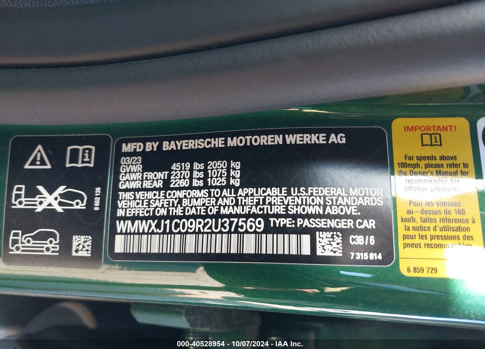 2024 MINI CLUBMAN COOPER S VIN: WMWXJ1C09R2U37569